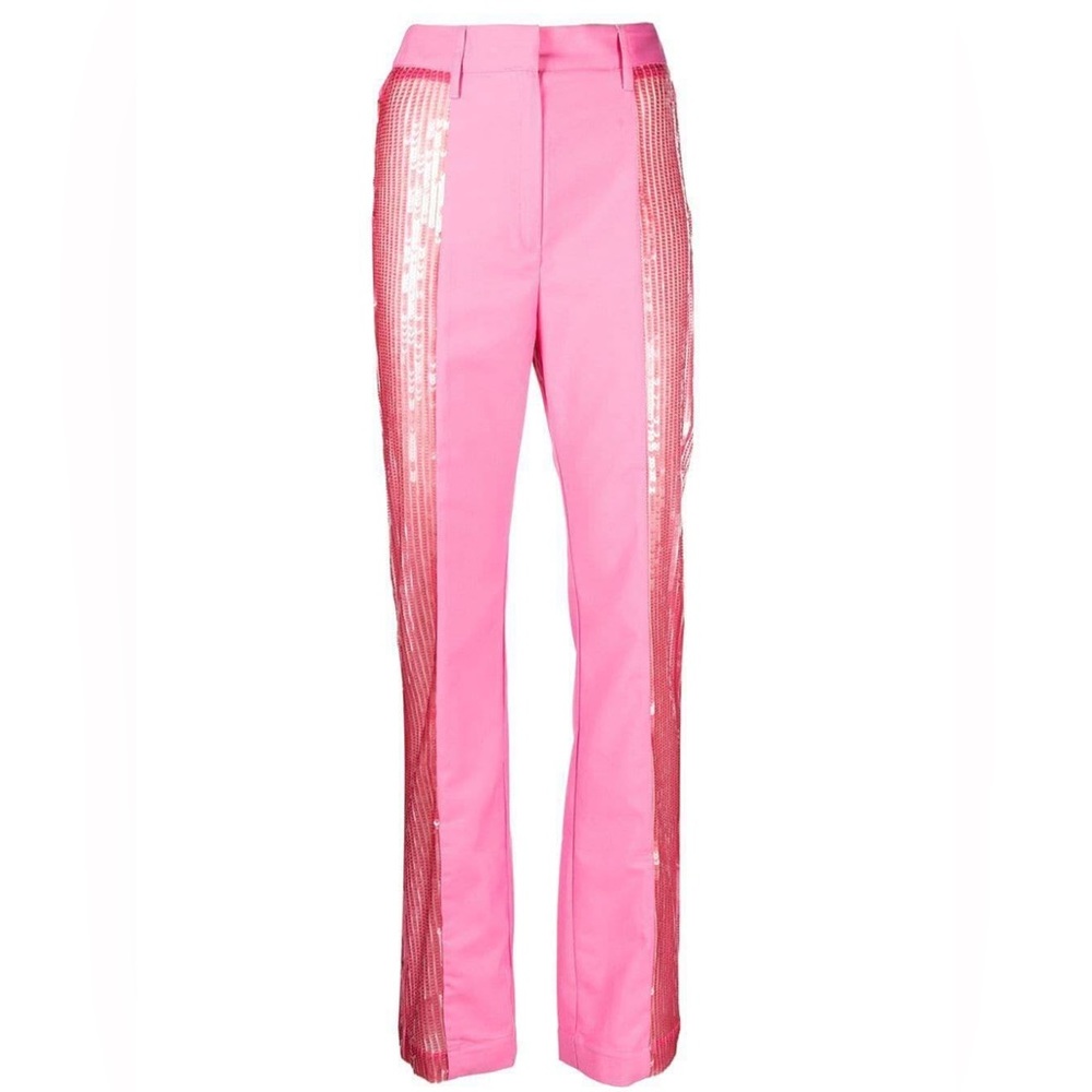 NWT ROTATE Mya sequin-panel trousers - bubblegum